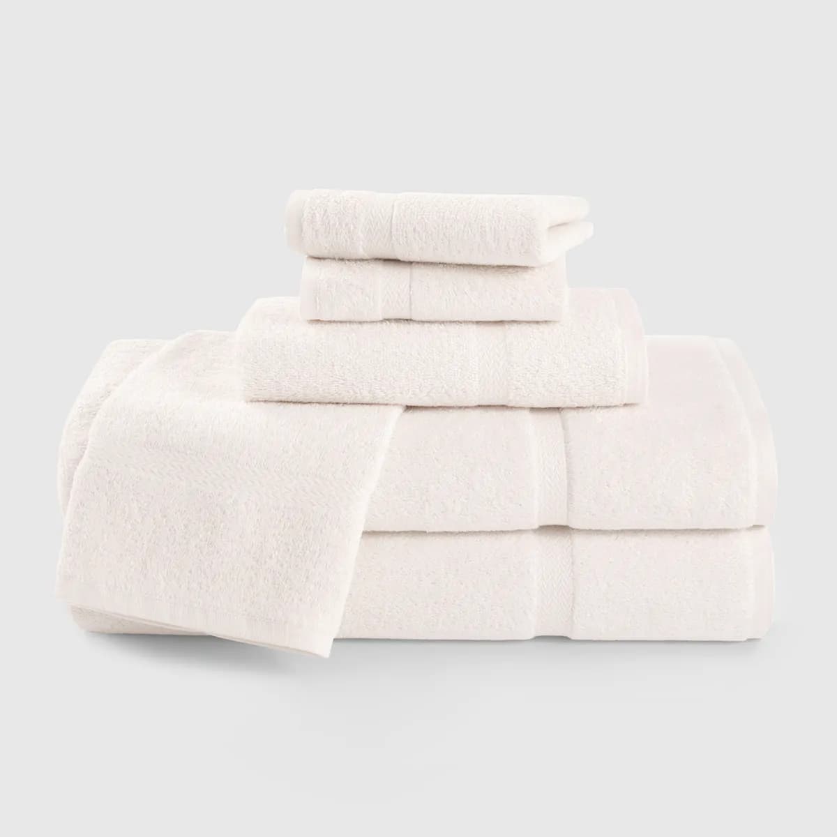 Beige Cotton Towels with Dobby Border