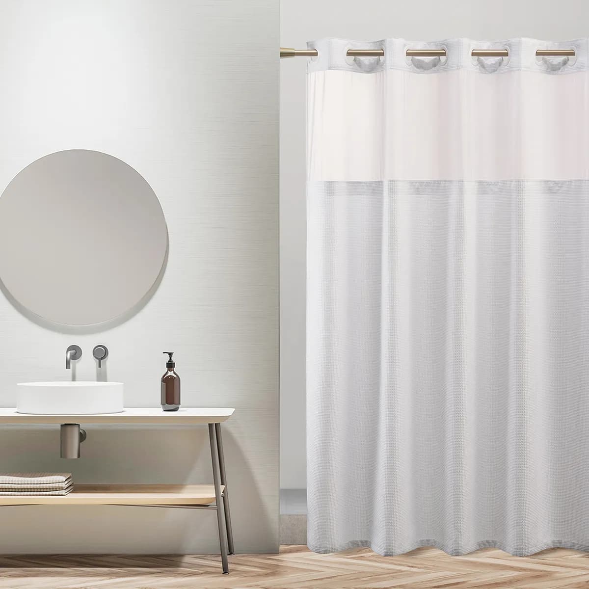 No-Hook Waffle Weave Shower Curtain
