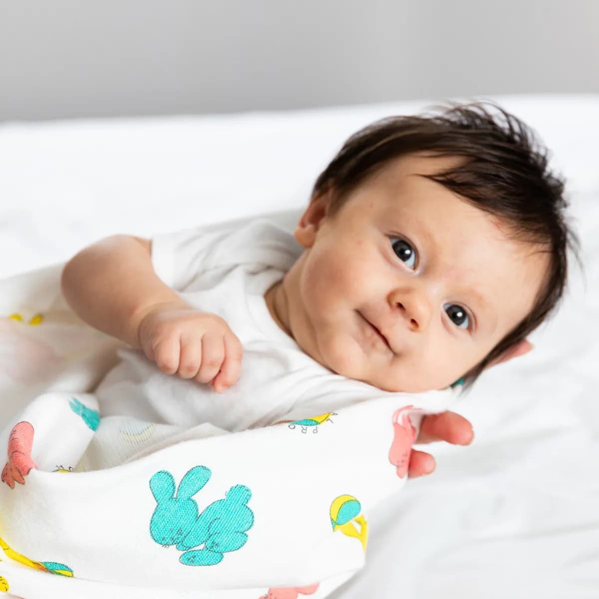 Cotton Baby Blanket with Bunny Print