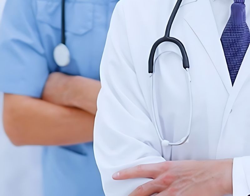 Medical staff wearing hospital apparel